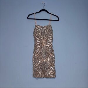 Lulu's Shimmering Gold Sequin Mini Dress